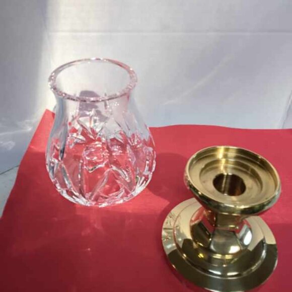 Waterford Vintage Belmont Hurricane Brass Base Candle Holder - Picture 3 of 6